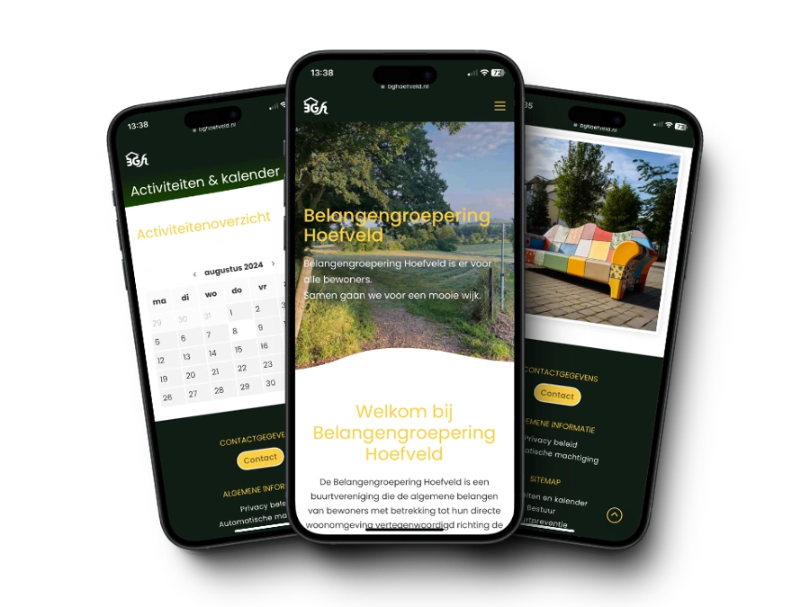De website van BGH op mobiel