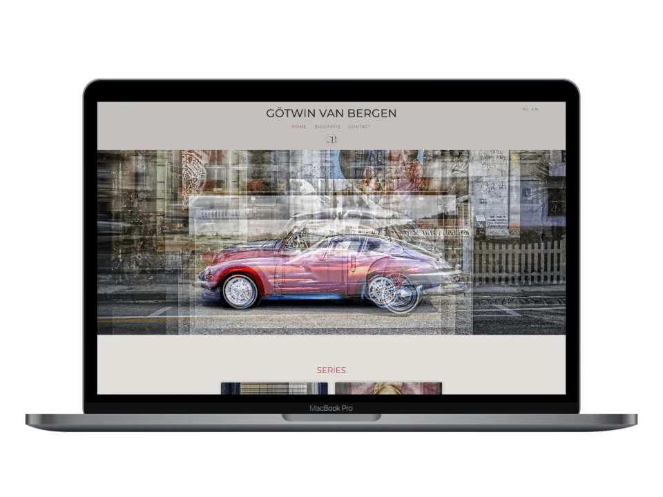 De website van Götwin van Bergen op desktop