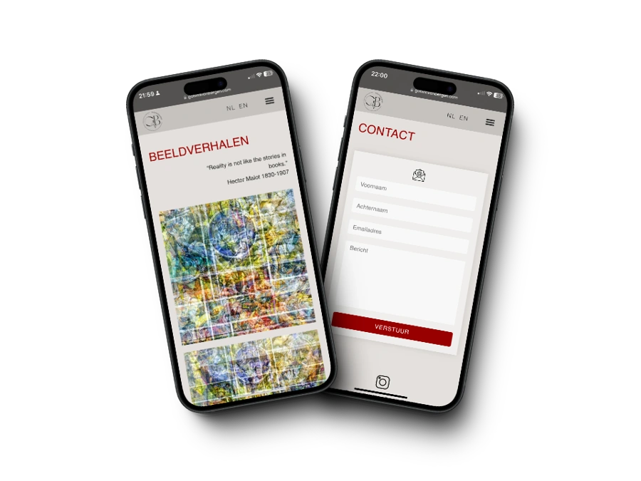 De website van Götwin van Bergen op mobiel