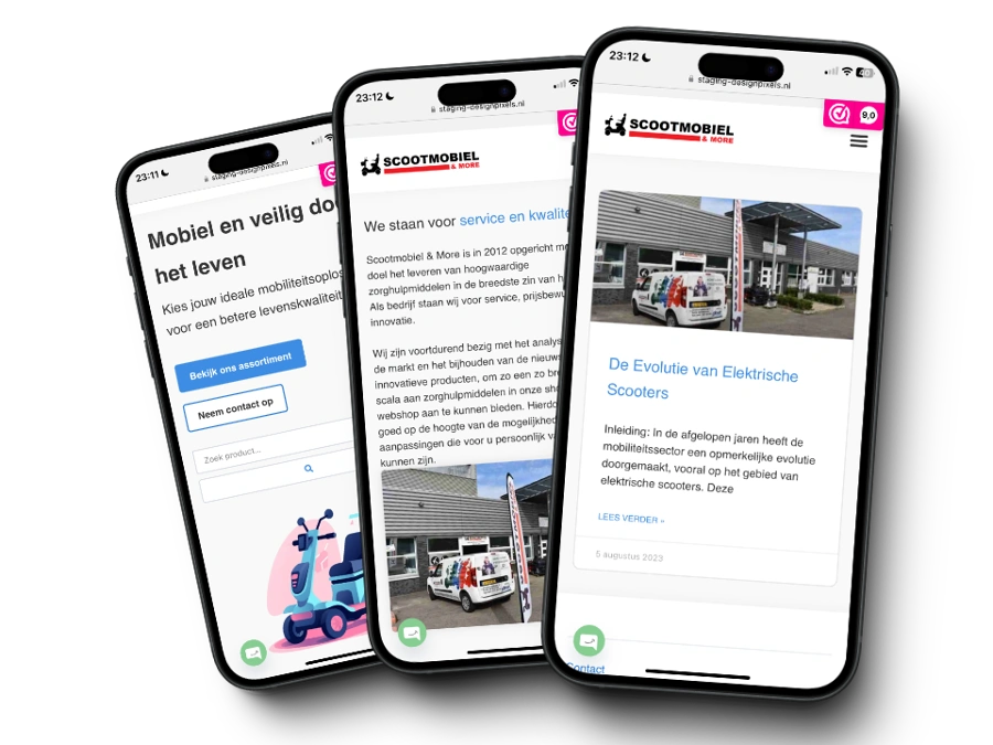 De website van Scootmobiel and more op mobiel