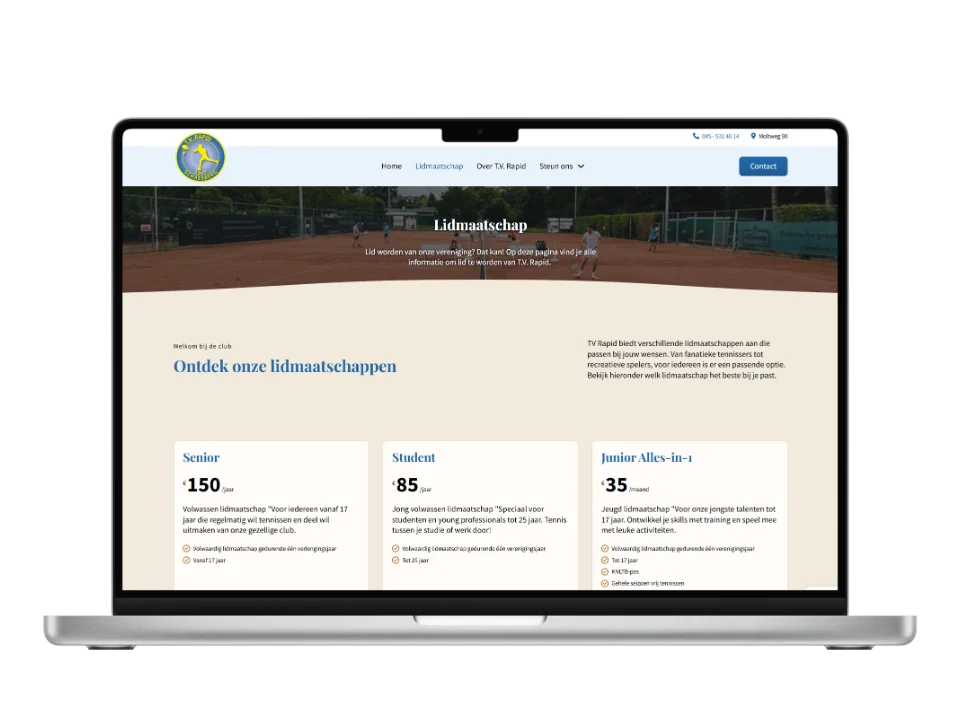 De website van TV Rapid op desktop