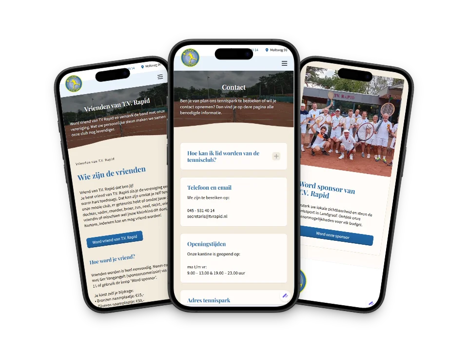 De website van TV Rapid op mobiel